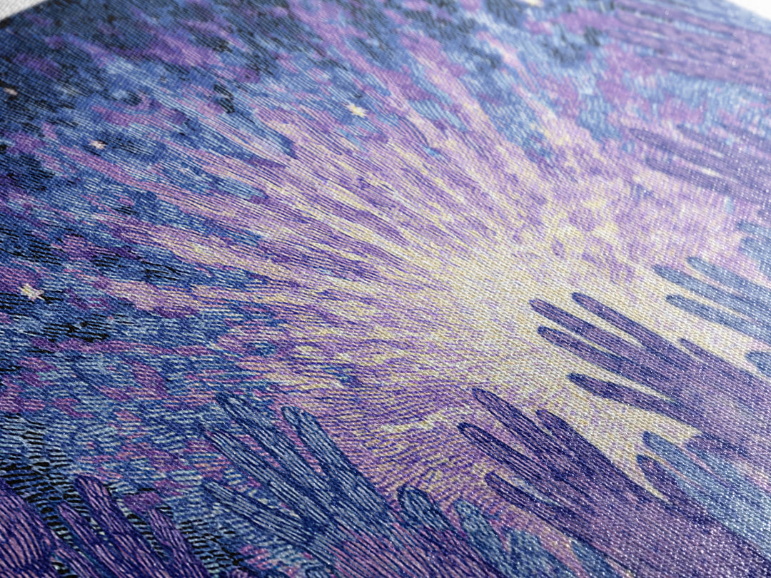 Hands Reaching Toward Light Wall Art, Mystical Spiritual Canvas Decor, Blue Purple Starburst, Dreamy Meditation Gift For Home