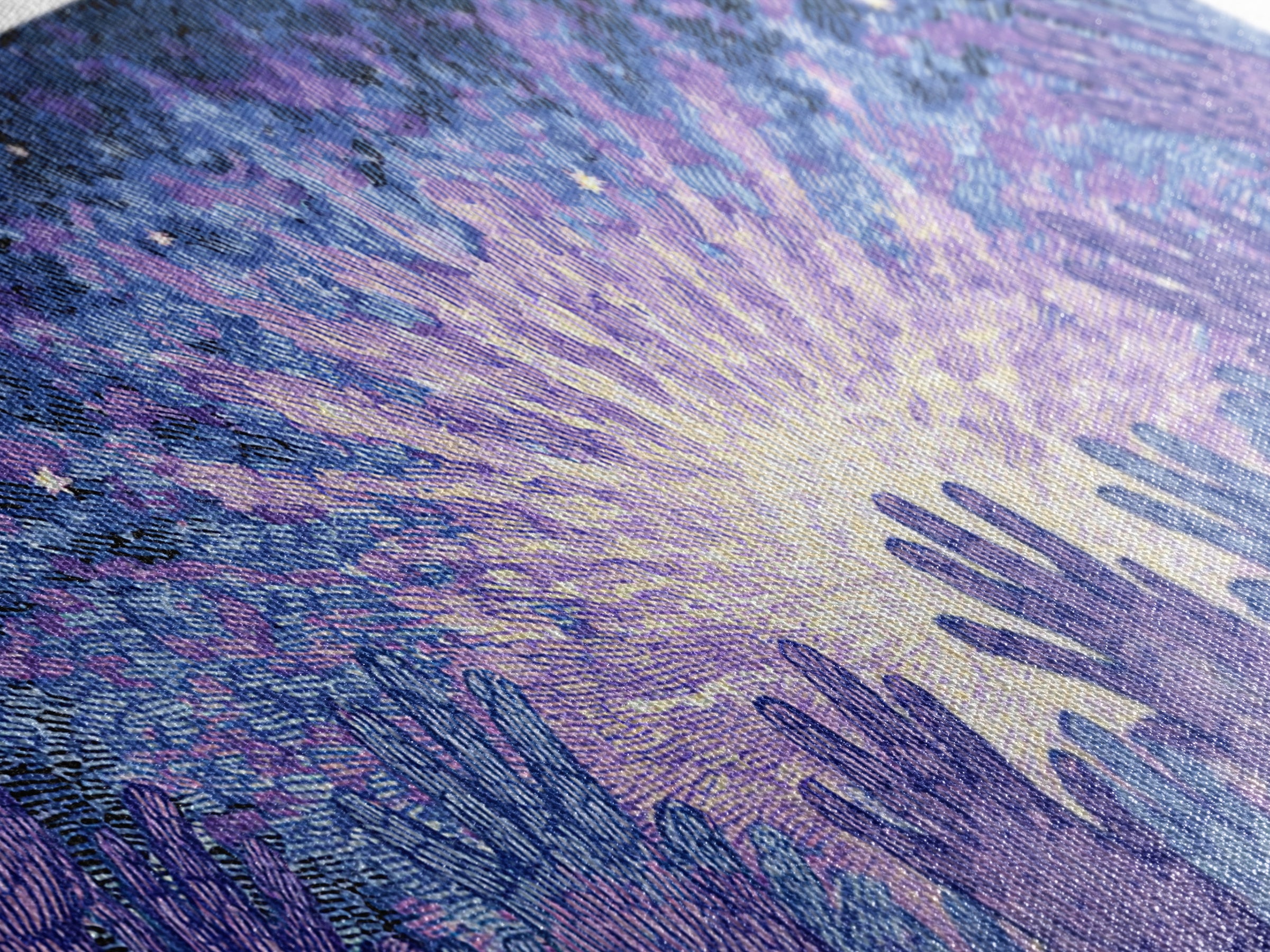 Hands Reaching Toward Light Wall Art, Mystical Spiritual Canvas Decor, Blue Purple Starburst, Dreamy Meditation Gift For Home
