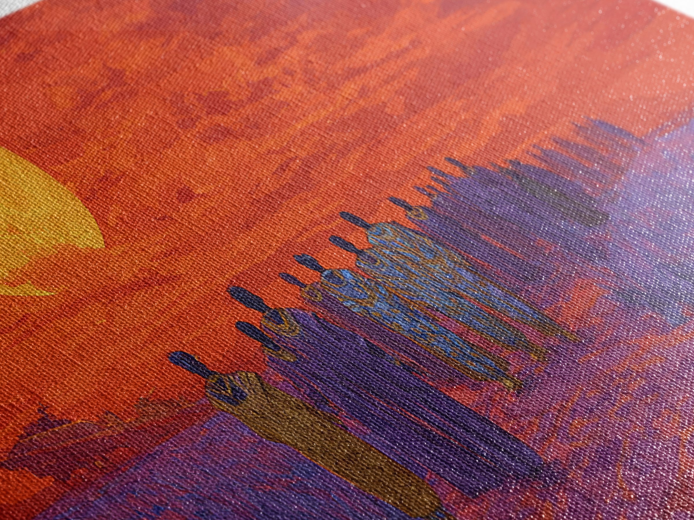 African Procession Under Orange Sun Framed Canvas Print, African Women Art, Cultural Wall Decor, Afrocentric Home Decor Gift
