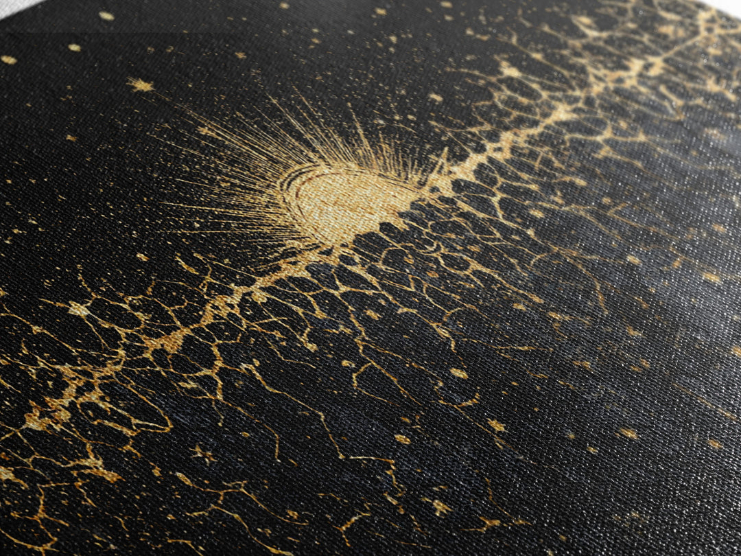 Golden Sunrise Over Ancestral Horizon Wall Art, Black And Gold Art, African Inspired, Spiritual Wall Art, Elegant Home Decor