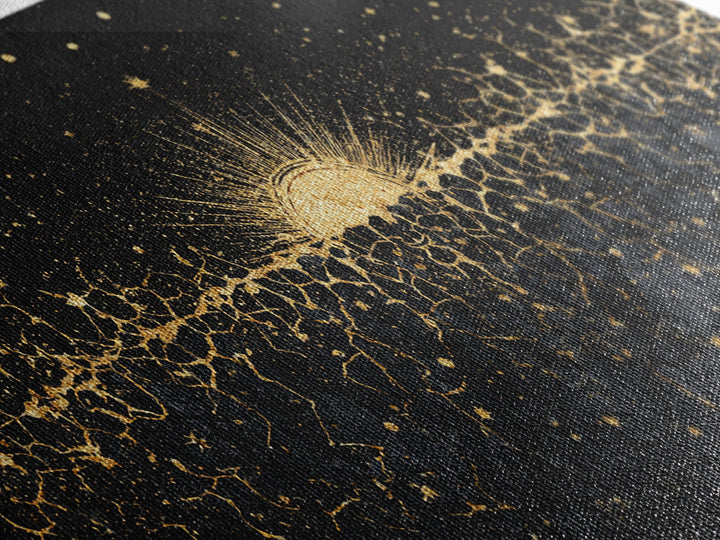 Golden Sunrise Over Ancestral Horizon Wall Art, Black And Gold Art, African Inspired, Spiritual Wall Art, Elegant Home Decor