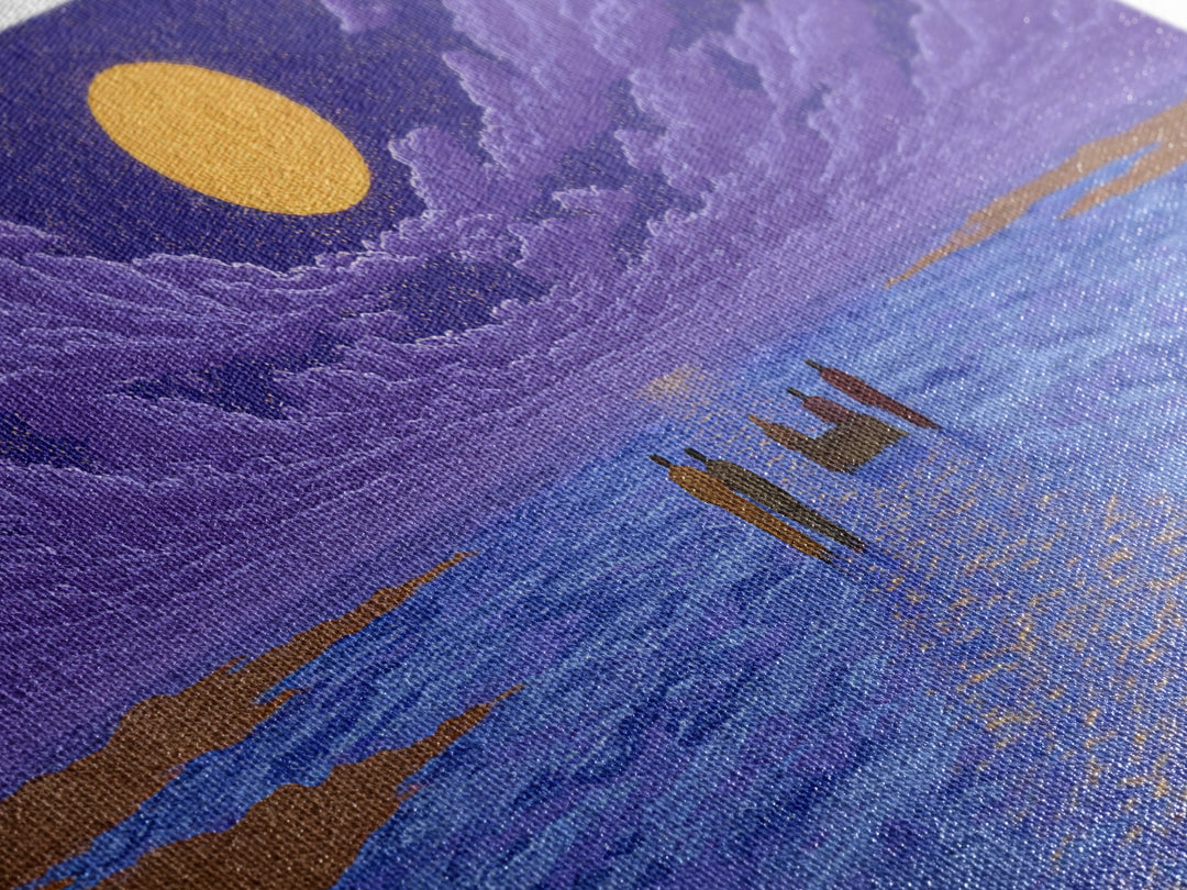 Purple Moonlit Ocean Journey Wall Art, African Inspired Art, Dreamy Wall Art, Spiritual Wall Decor, Mystical Wall Art Gift