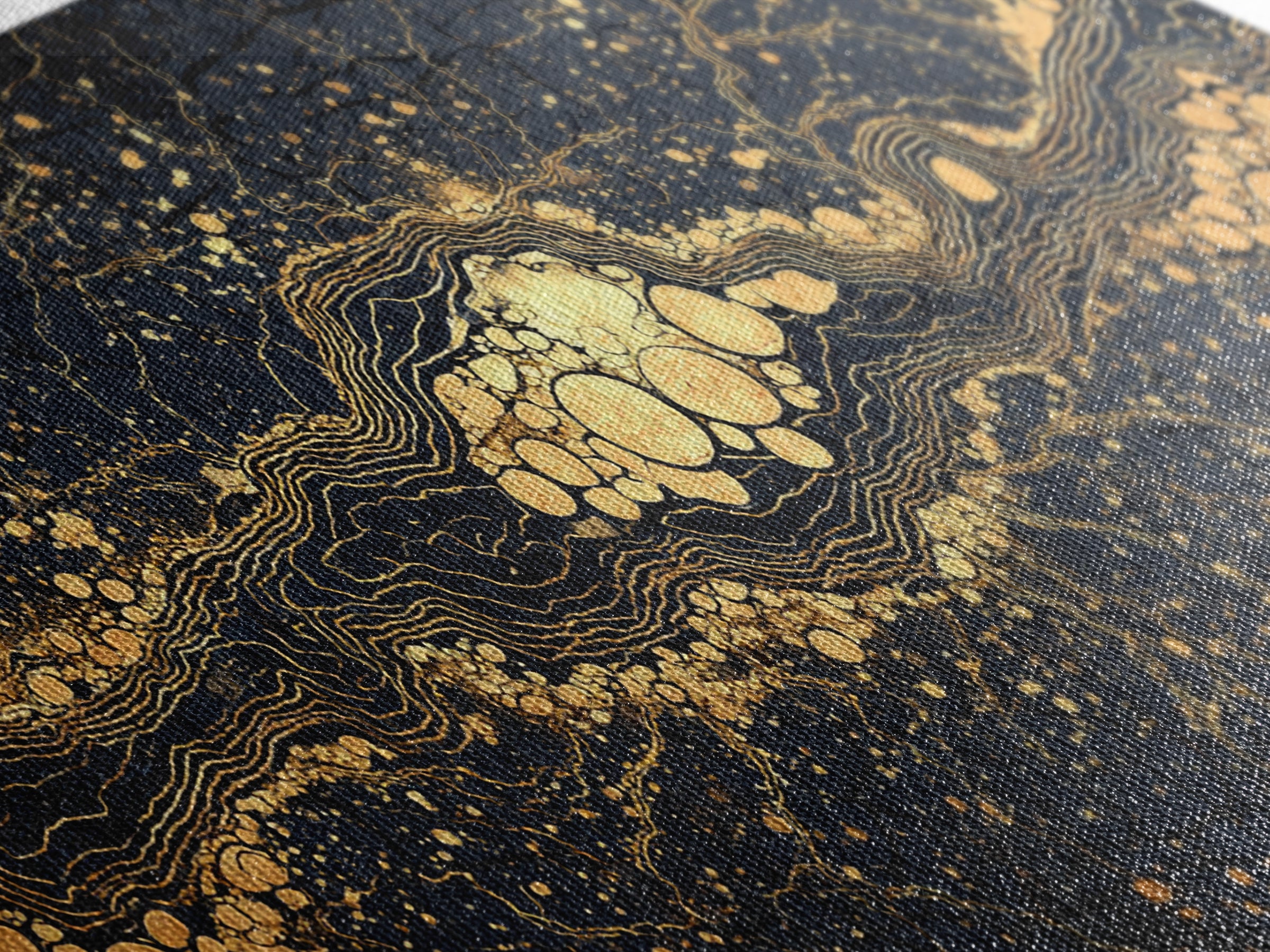 Black Gold Molten River Abstract Wall Art, Luxury Canvas Print, Earth Tone Modern Decor For Living Room And Office Decor Gift