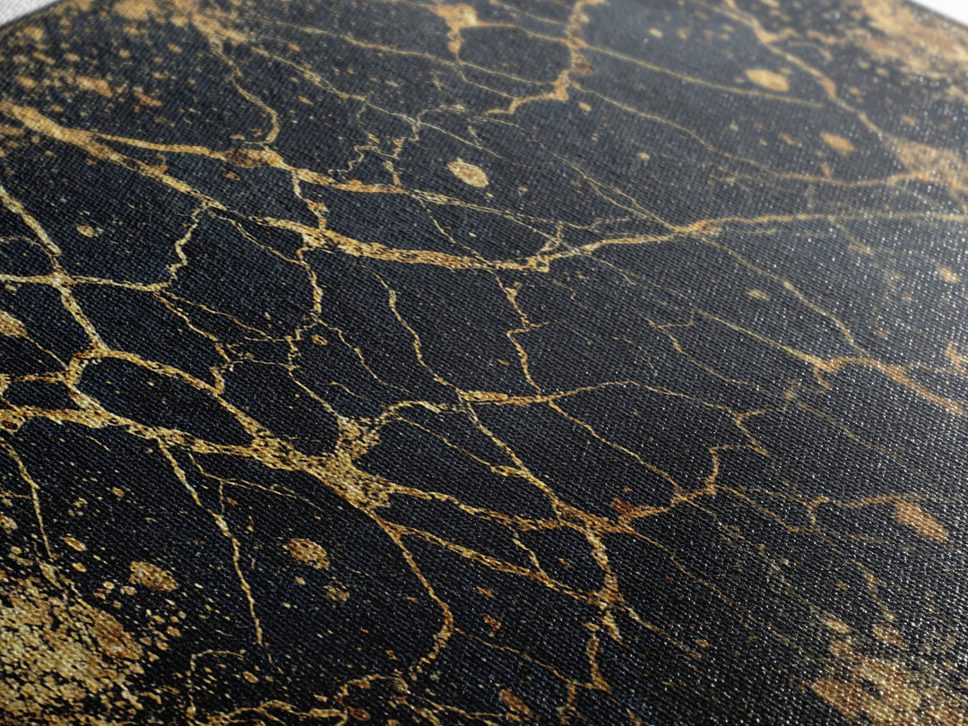Black Gold Cracked Marble Wall Art, Abstract African Art Print, Luxury Canvas Decor, Earth Tone Textured Statement Piece