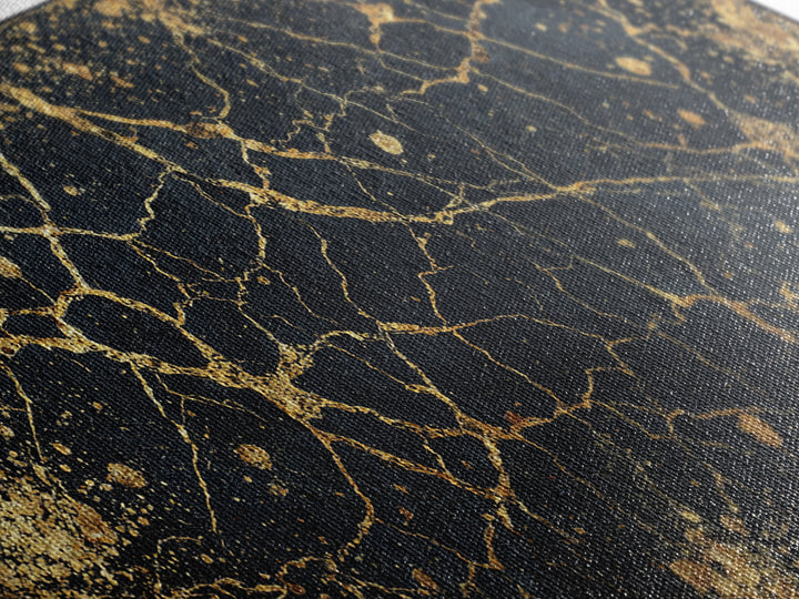 Black Gold Cracked Marble Wall Art, Abstract African Art Print, Luxury Canvas Decor, Earth Tone Textured Statement Piece