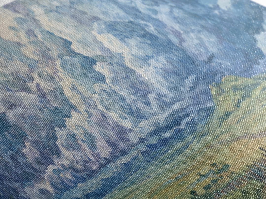 Vast African Plains Under Towering Blue Storm Clouds Canvas Print, Panoramic Wall Art, Cultural Landscape, Office Decor Art