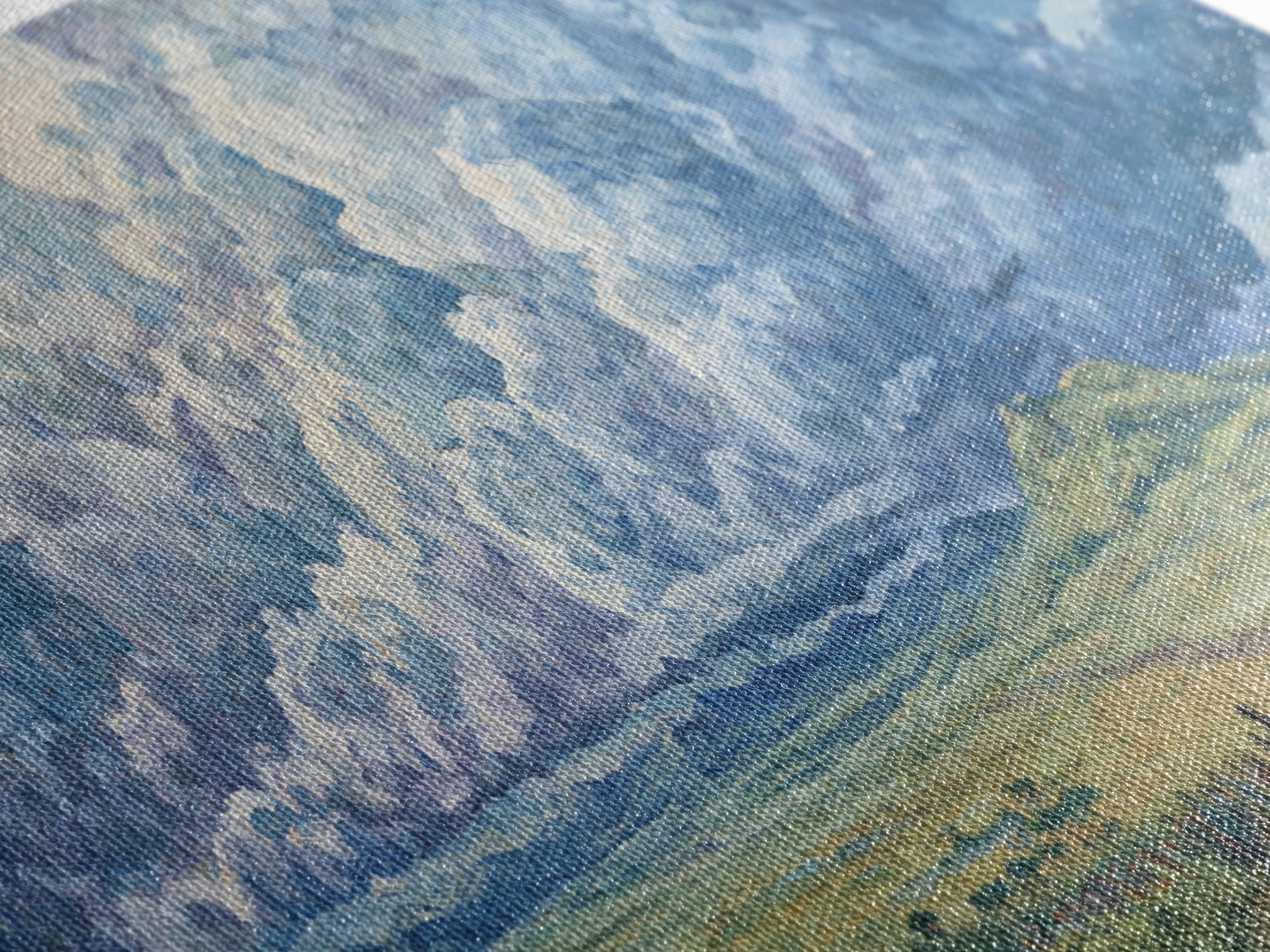 Vast African Plains Under Towering Blue Storm Clouds Canvas Print, Panoramic Wall Art, Cultural Landscape, Office Decor Art