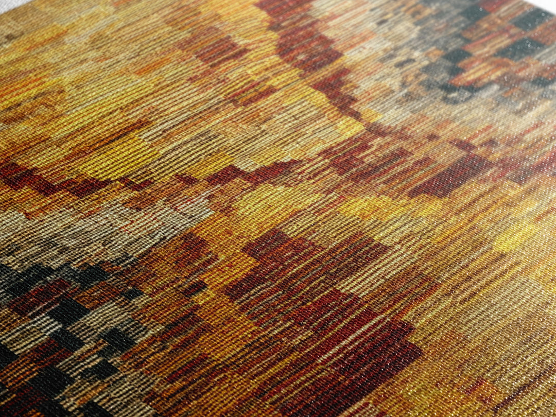 Rustic Mud Cloth Sunset Abstract Wall Art, African Fabric Print, Earth Tone Textile Decor, Boho Cultural Home Decor Gift