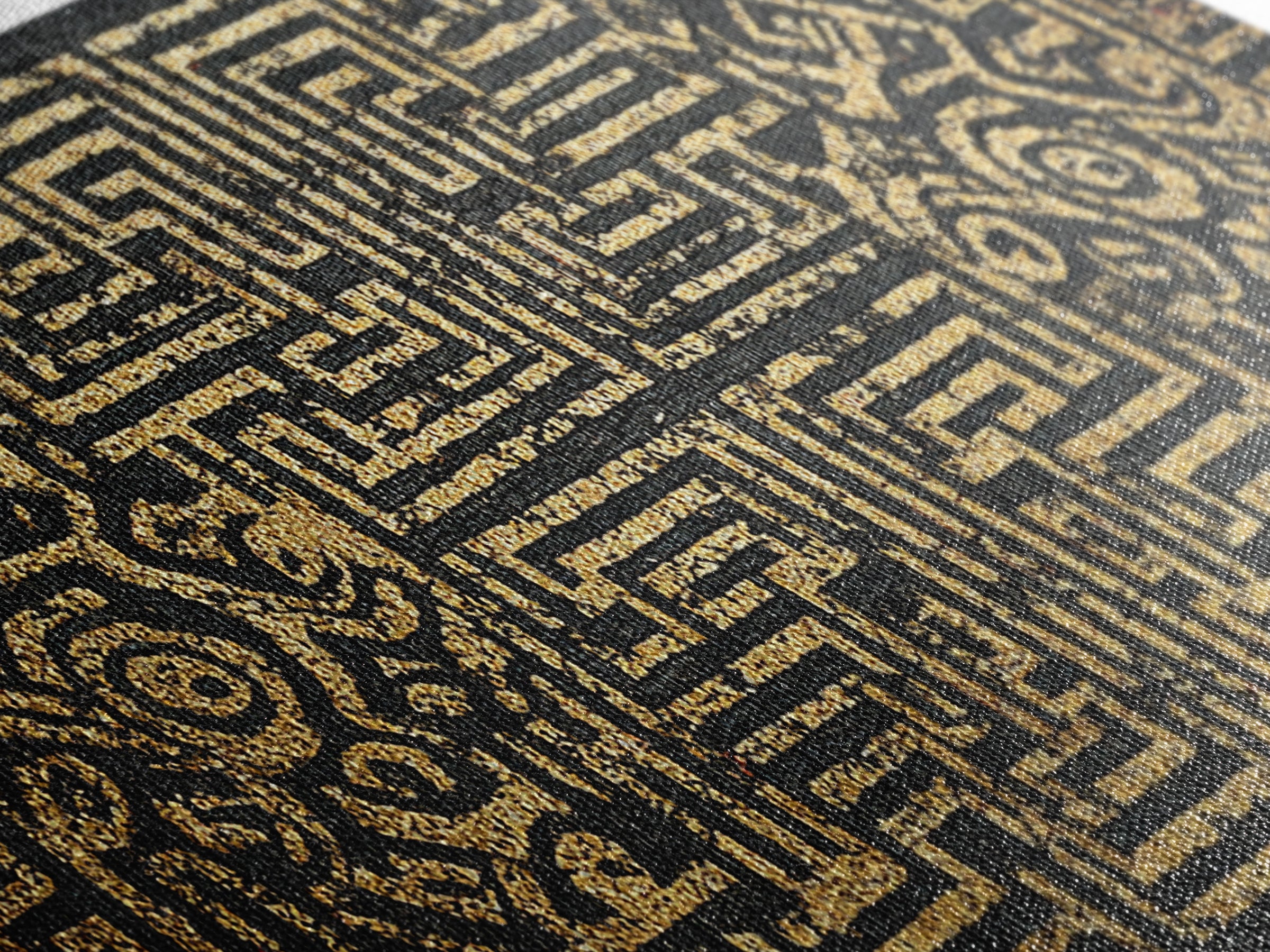 Black And Gold African Tribal Maze Canvas Print, Kuba Inspired Pattern Art, Ethnic Wall Decor, Bold Geometric Home Decor