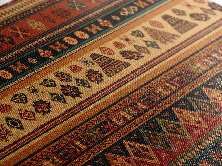Traditional African Stripe Textile Wall Art, Ankara Pattern Print, Tribal Wall Decor, Warm Cultural Home Decor For Living Room