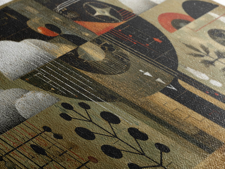 Abstract African Rain Birds Wall Art, Mid Century Tribal Patterns, Modern Afrocentric Decor Canvas Print Gift For Living Room