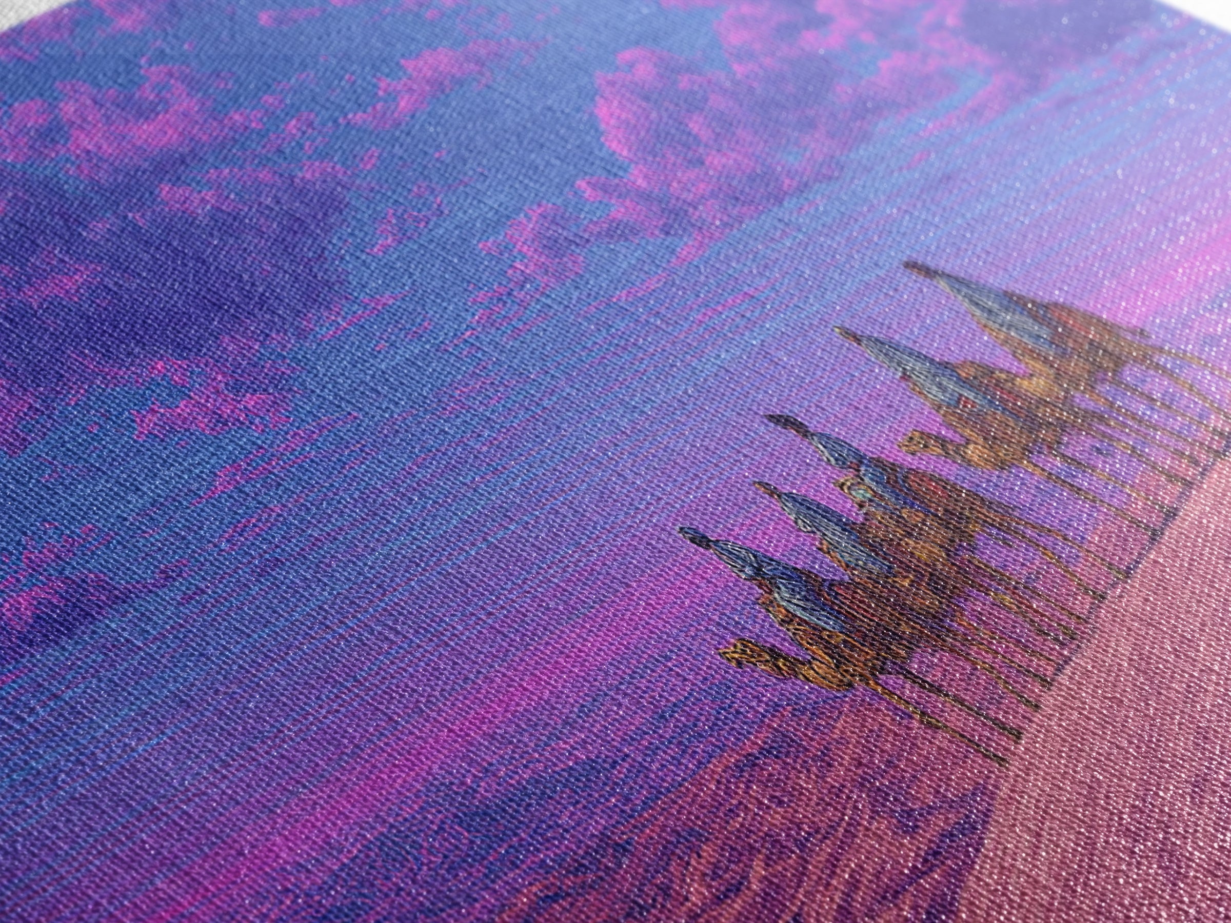Purple Pink Camel Caravan Wall Art, Dreamy Desert Landscape Print, African Safari Art, Boho Travel Home Decor Gift For Living Room