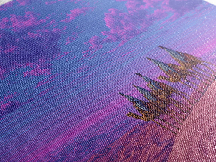 Purple Pink Camel Caravan Wall Art, Dreamy Desert Landscape Print, African Safari Art, Boho Travel Home Decor Gift For Living Room