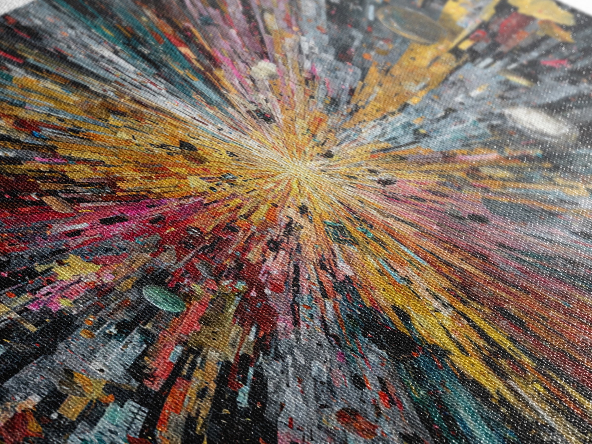 Exploding Universe Starburst With Planets Canvas Print, Abstract Wall Art, Colorful Space Decor, Modern Galaxy Art Gift Idea
