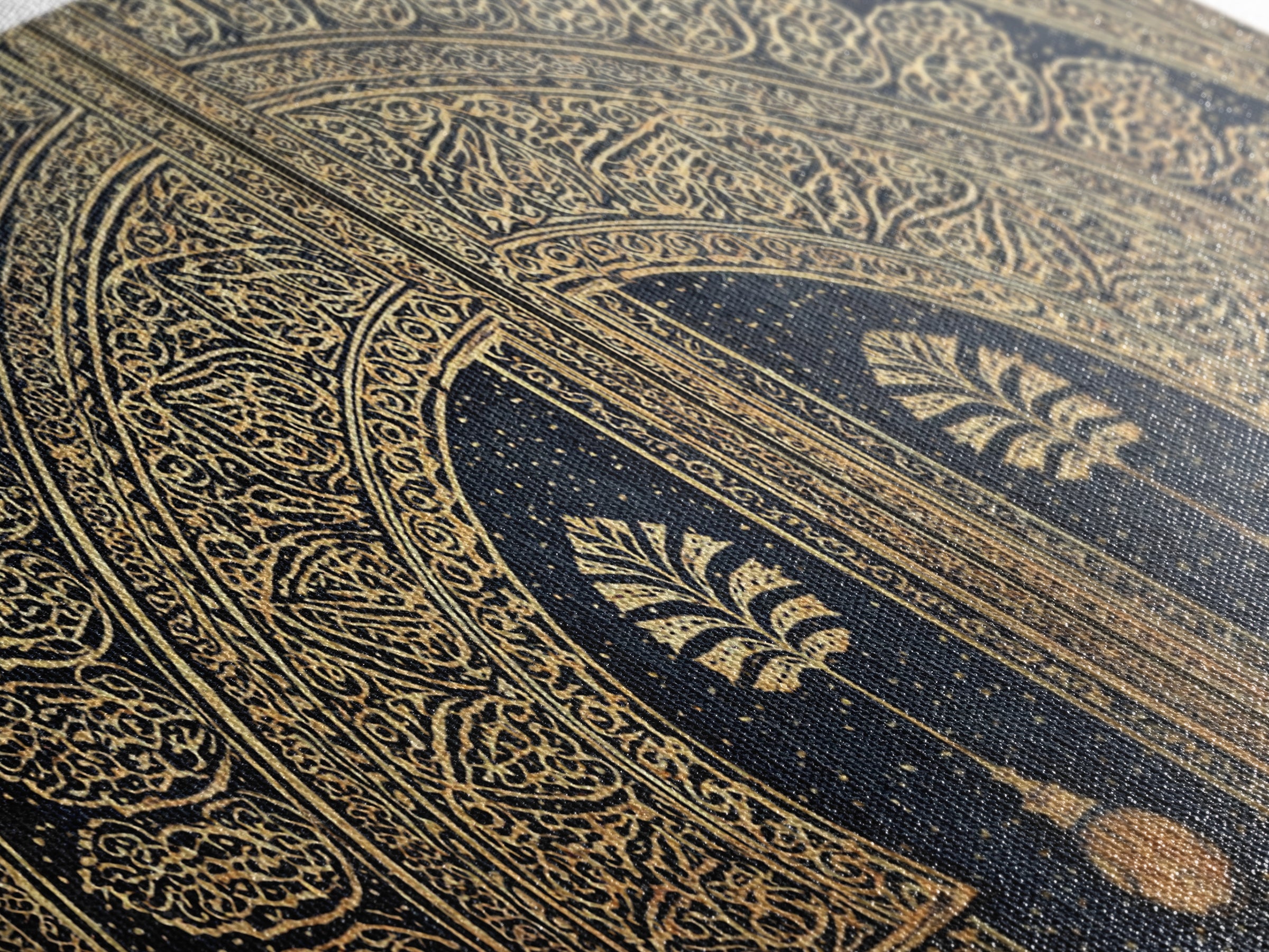 Gold Ornate African Arch Door With Palm Motifs Framed Canvas Print, Moroccan Wall Decor, Cultural Home Decor, Black Gold Art