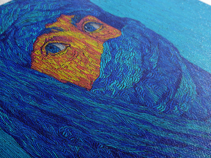 Blue Veiled African Woman Portrait Wall Art, Tuareg Inspired Afrocentric Decor, Bold Black Beauty Canvas For Living Room