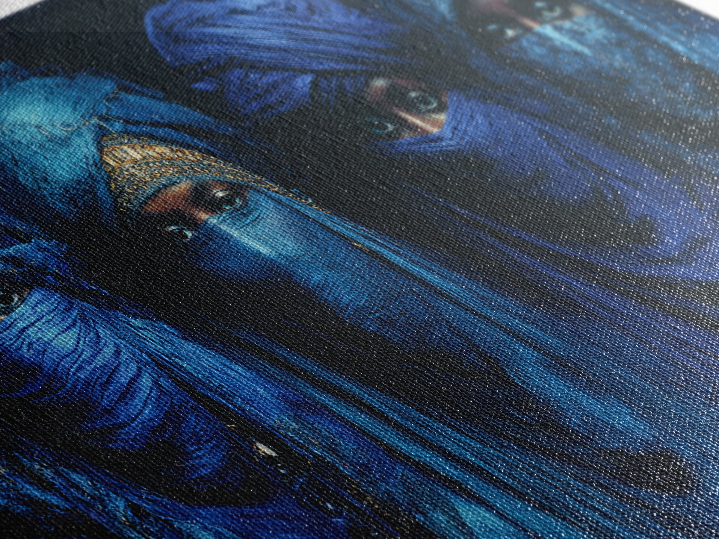 Four Blue Veiled African Women Framed Canvas Print, Tuareg Portrait Wall Decor, Afrocentric Black Culture Art Gift For Home Decor
