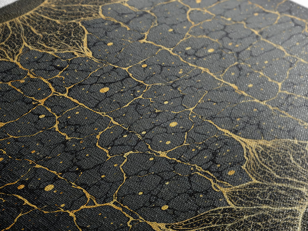 Gold Rooted Tree Of Life Wall Art, Black And Gold Abstract Art, Spiritual Wall Decor, Modern African Inspired Canvas Print