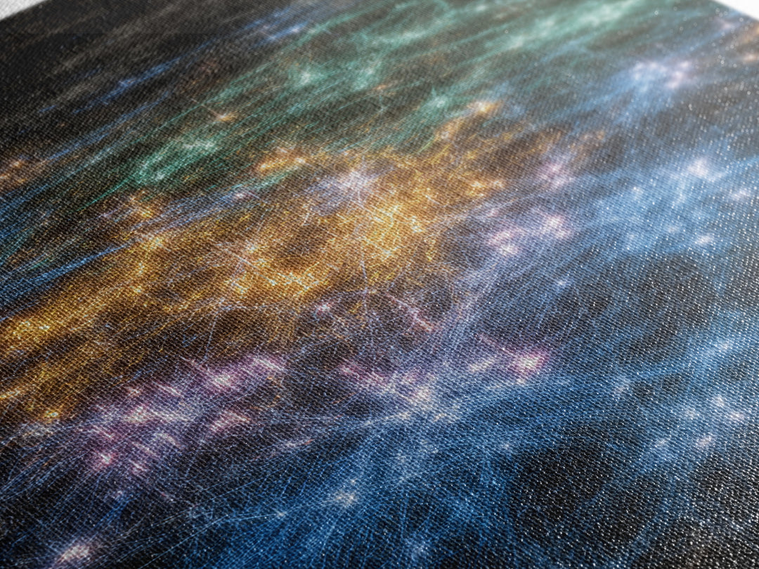 Glowing Data Constellation Abstract Wall Art, Modern Canvas Art, Digital Art, Blue Home Decor, Large Office Decor Gift For Him