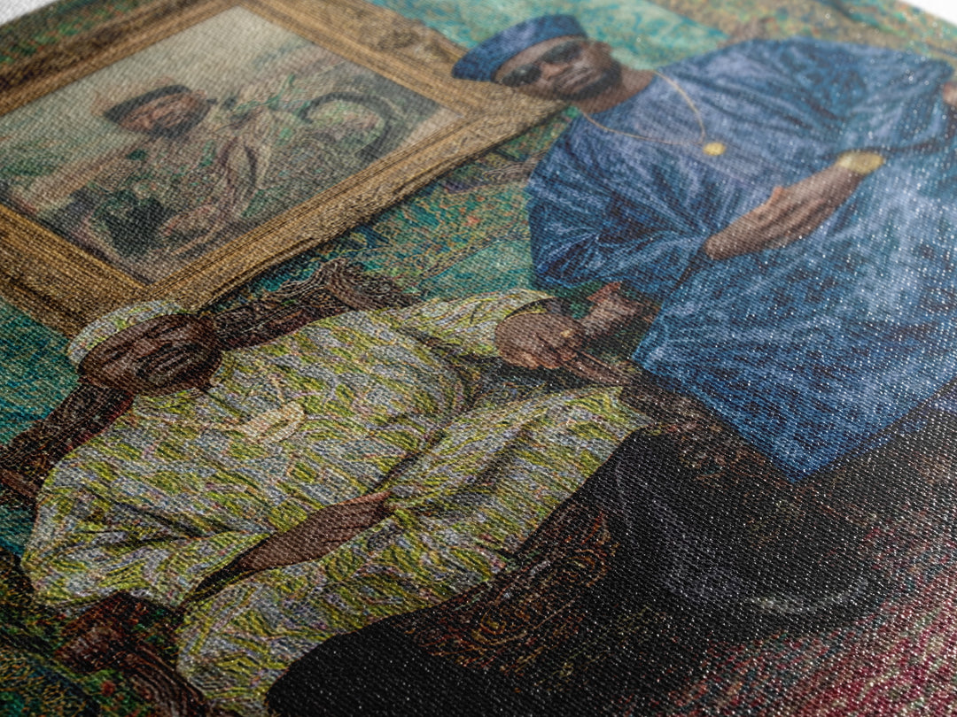 Regal African Men In Blue And Gold Robes Wall Art, African American Art, Afrocentric Decor, Black Culture Art Gift For Him