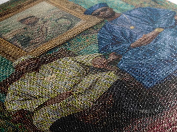 Regal African Men In Blue And Gold Robes Wall Art, African American Art, Afrocentric Decor, Black Culture Art Gift For Him