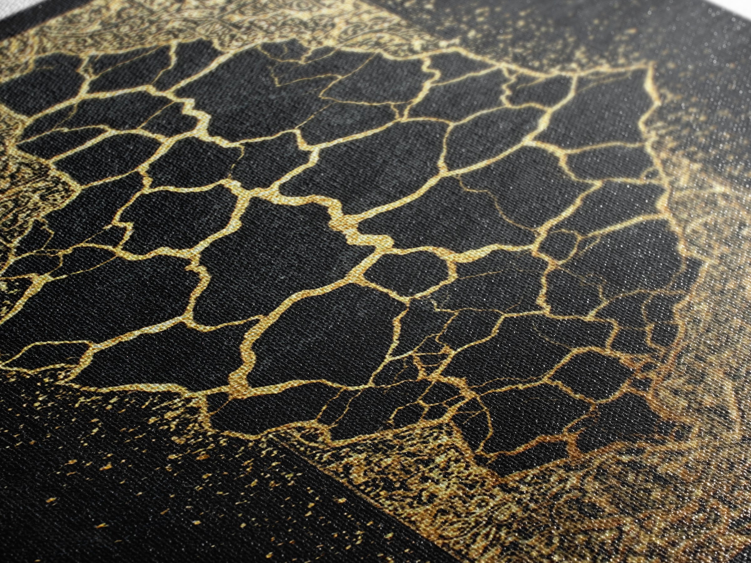 Cracked Gold African Map On Black Canvas Print, Abstract African Art, Black And Gold Art, Cultural Wall Decor Gift For Home