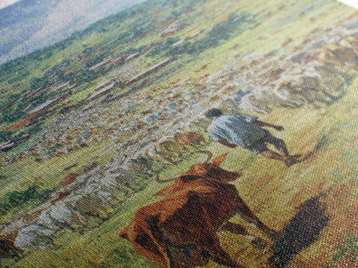 Pastoral Cattle Drive To Village Landscape Wall Art, African Landscape, Safari Decor, Farmhouse Home Decor Gift For Living Room