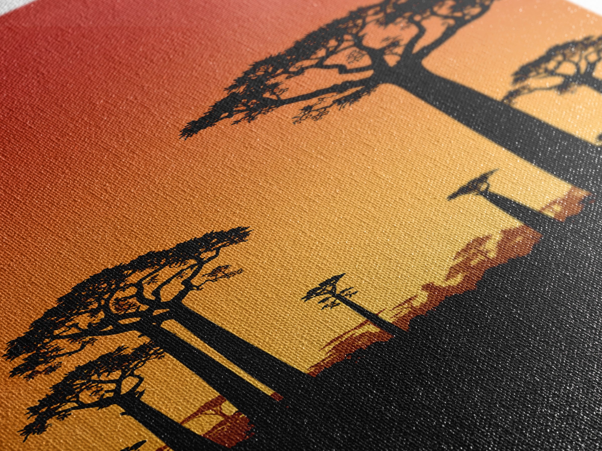 Sunset Baobab Grove Canvas Print, African Safari Landscape, Orange Sky Wall Decor, Madagascar Nature Art, Boho Home Gift