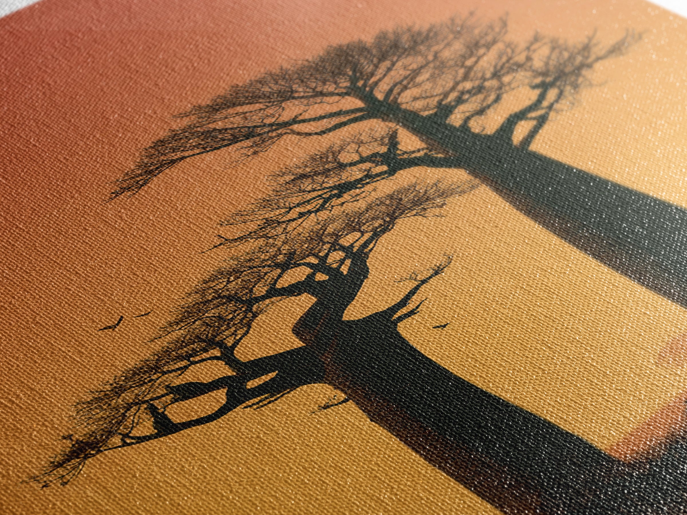 Two Tall Baobab Trees Wall Art, African Sunset Landscape, Madagascar Travel Poster, Orange Safari Decor, Nature Canvas Gift