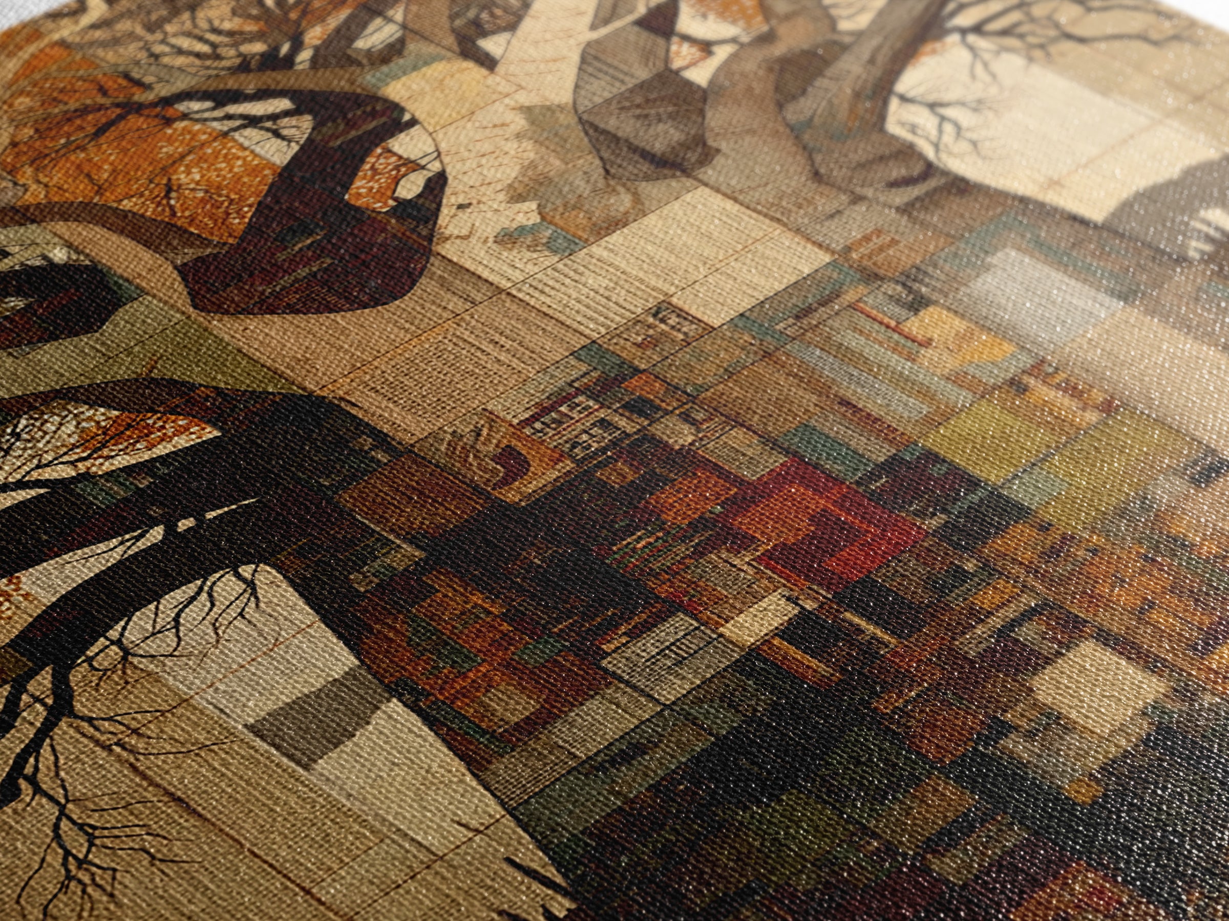 Patchwork Baobab City Tree Wall Art, Abstract African Art, Modern African Art, Urban Wall Art, Statement Home Decor Gift