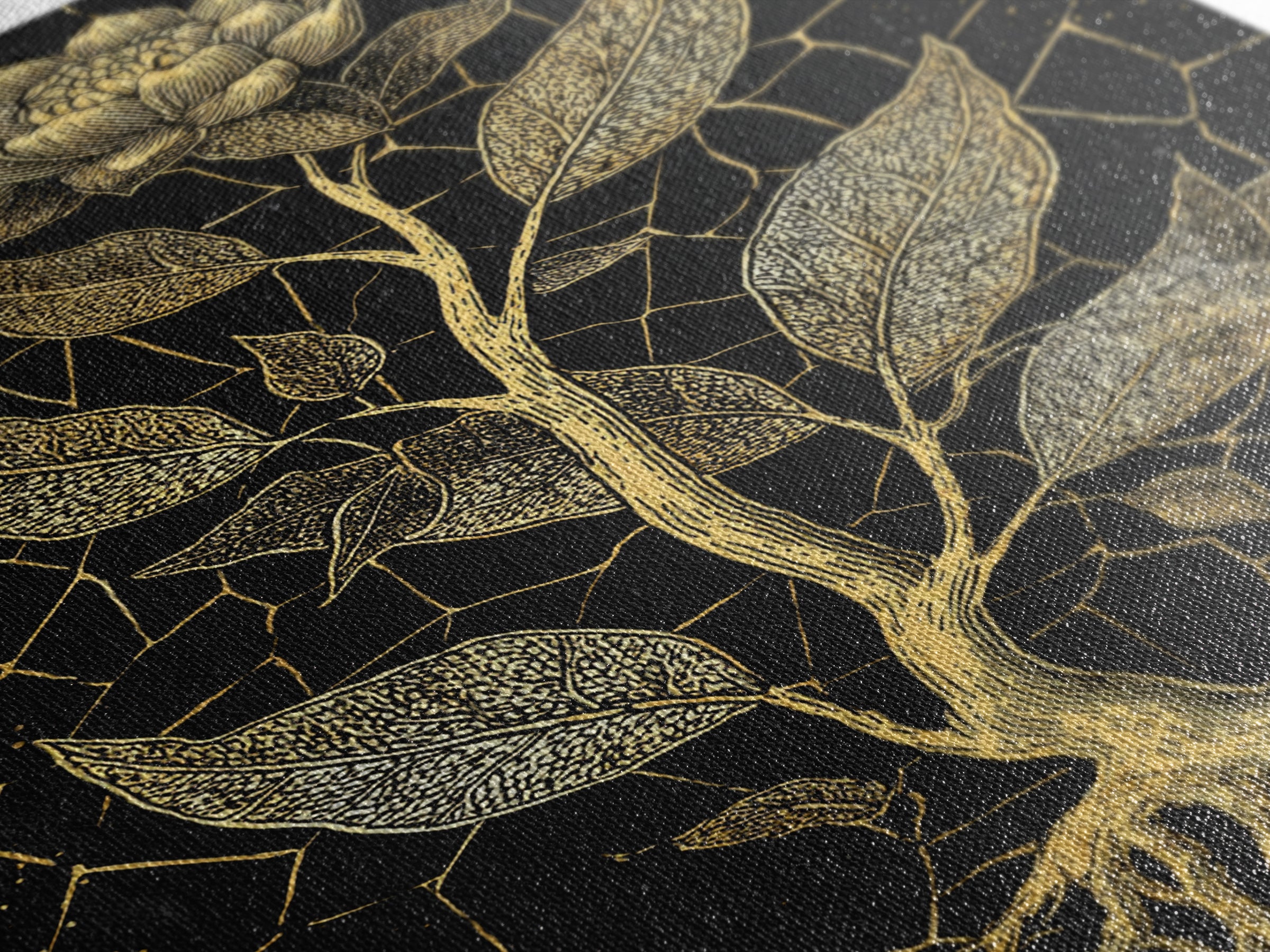 Gold Botanical Rose Canvas Print, Black And Gold Floral Line Art, Elegant Minimalist Wall Decor For Bedroom Home Decor Gift