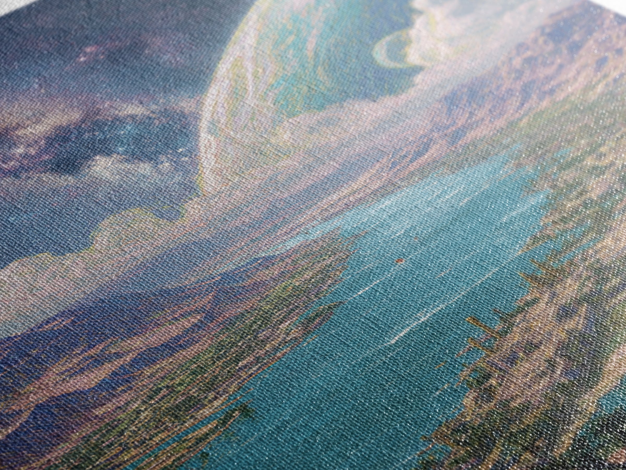 Cosmic River Valley Planet Canvas Print, Dreamy Sci Fi Landscape Art, Large Wall Art For Living Room Statement Decor And Gift