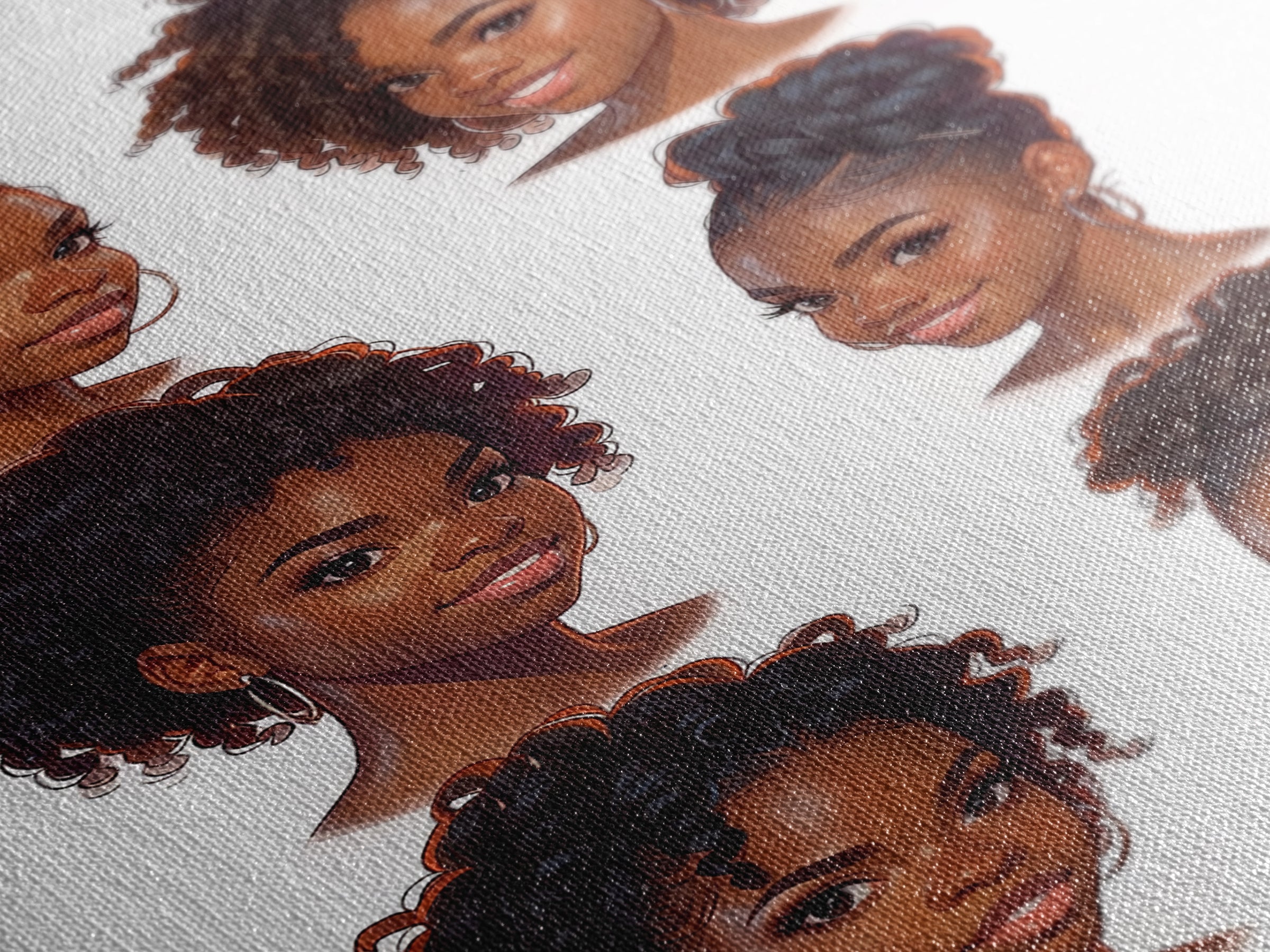 Six Black Women Hairstyle Portraits Wall Art, Afrocentric Beauty Print, Black Girl Magic Decor, Melanin Gift For Her, Home Decor