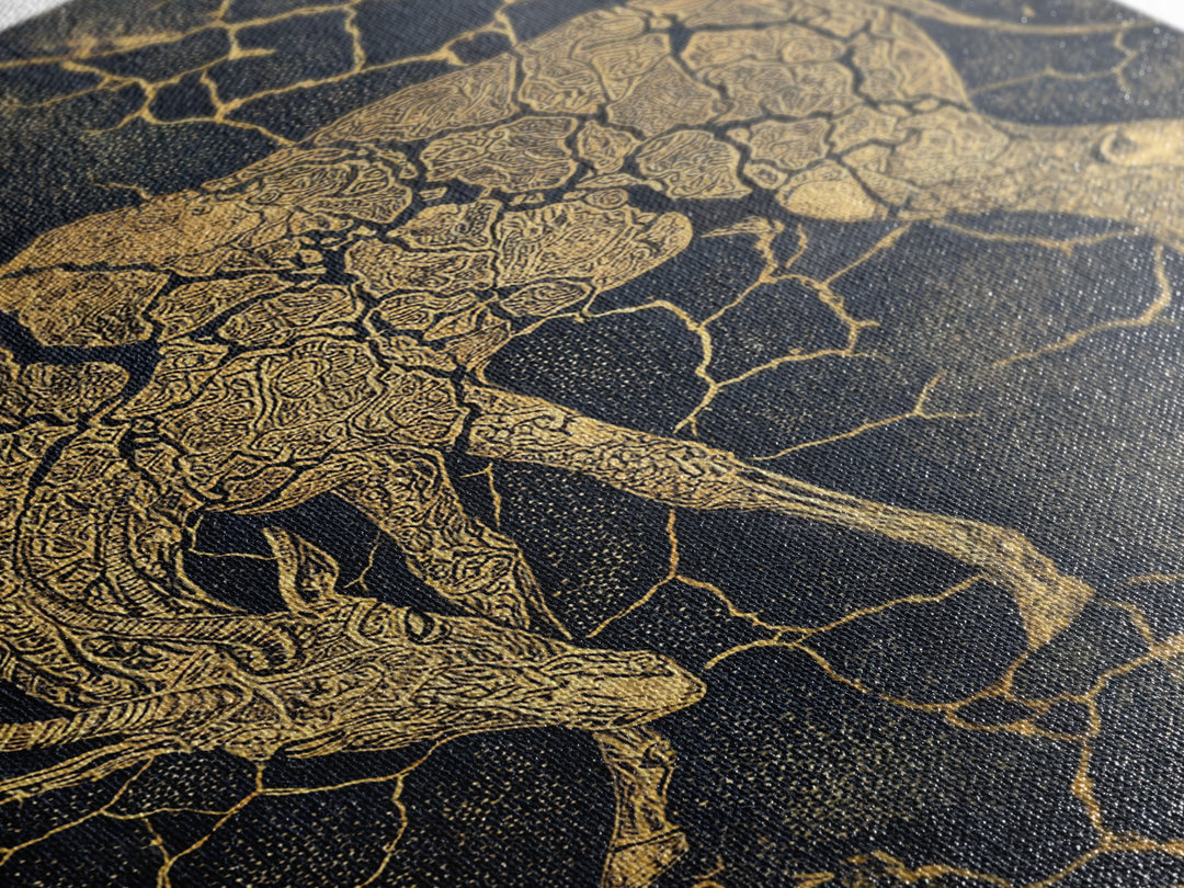 Ornate Gold Giraffe Canvas Print, African Animal Art, Black And Gold Art, Safari Decor, Luxury Living Room Wall Decor Gift