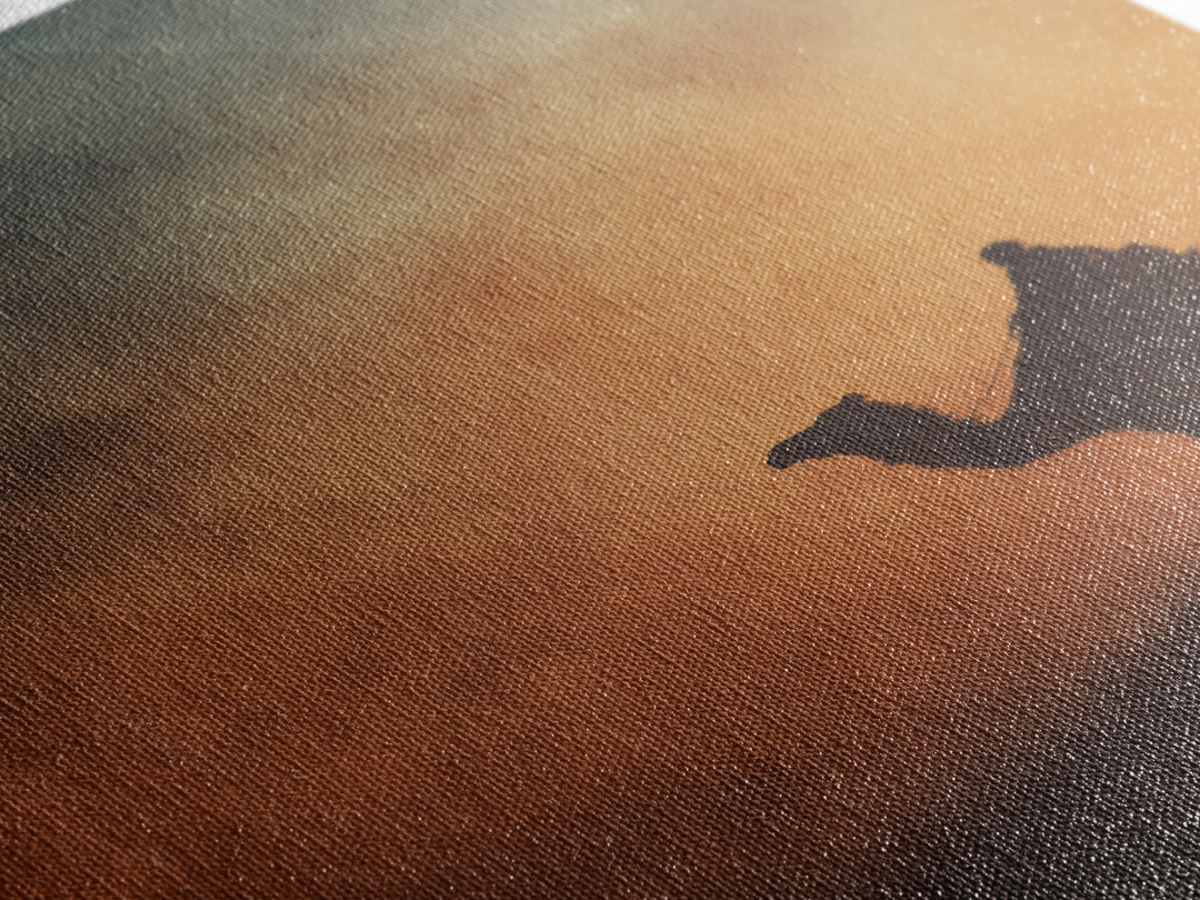 Solitary Camel Rider Wall Art, African Desert Sunset, Boho Safari Art Print, Earth Tone Bedroom Decor, Housewarming Gift