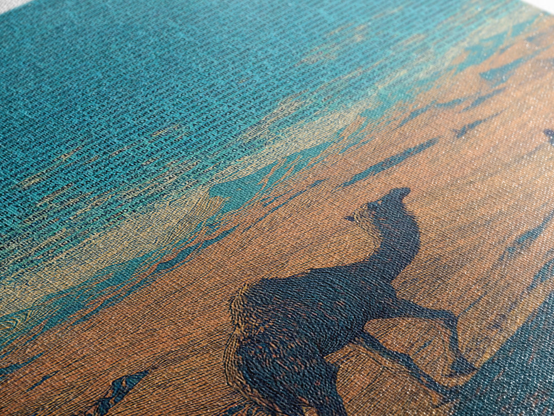 Textured Camel In Desert Wall Art, African Landscape, Blue Orange Safari Poster, Cultural Art Print, Office Decor Gift Set