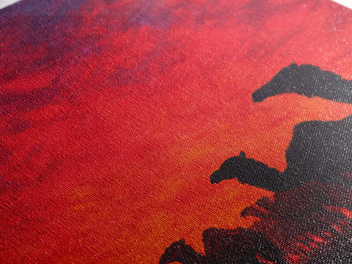 Fiery Red Camel Herd Wall Art, African Safari Art Print, Desert Sunset Poster, Bold Orange Home Decor, Statement Gift Set