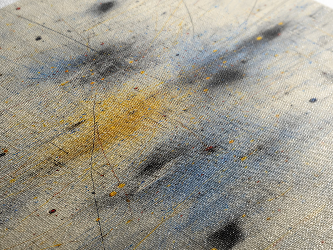 Soft Beige Constellation Map Canvas Print, Abstract African Art, Minimalist Office Decor, Gray Blue Gold Network Artwork