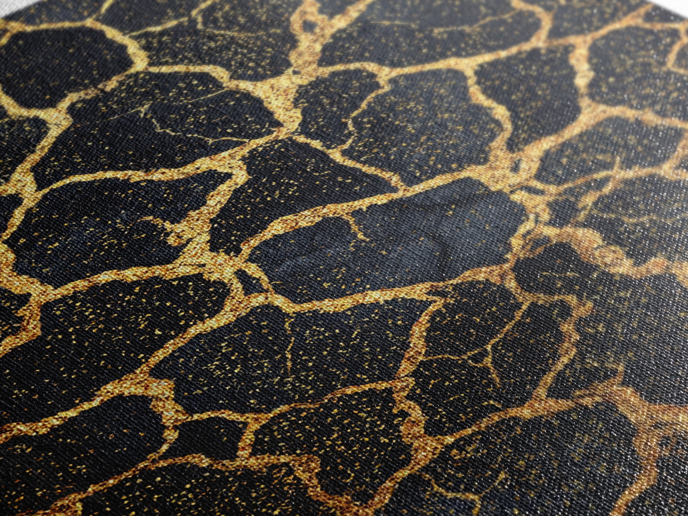 Black And Gold Crackle Pattern, Abstract Wall Art, African Inspired Decor, Luxury Canvas Print, Modern Black Art Home Decor Gift