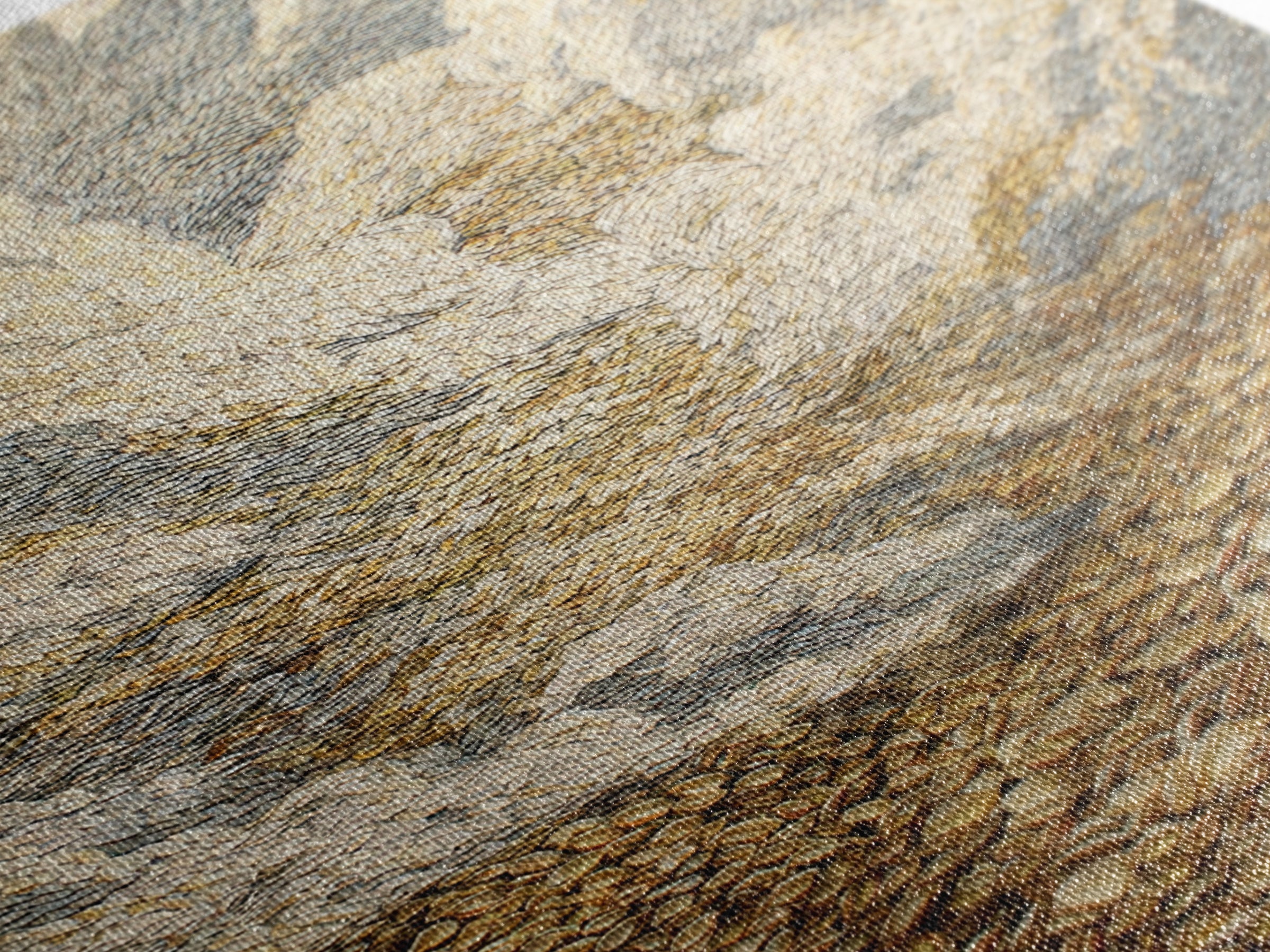 Golden Pebble Hills And Swirling Clouds, Nature Scene Wall Art, Earth Tone Art Print, Textured Boho Home Decor, Canvas Print