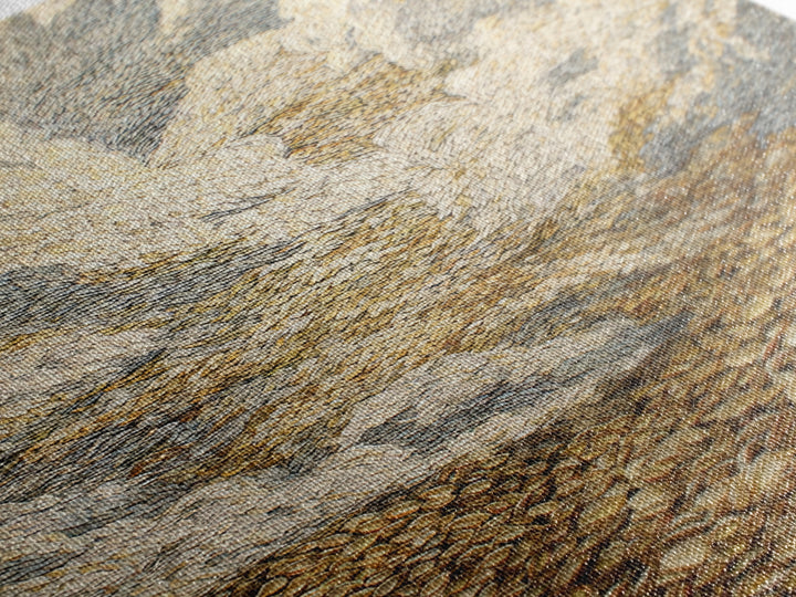 Golden Pebble Hills And Swirling Clouds, Nature Scene Wall Art, Earth Tone Art Print, Textured Boho Home Decor, Canvas Print