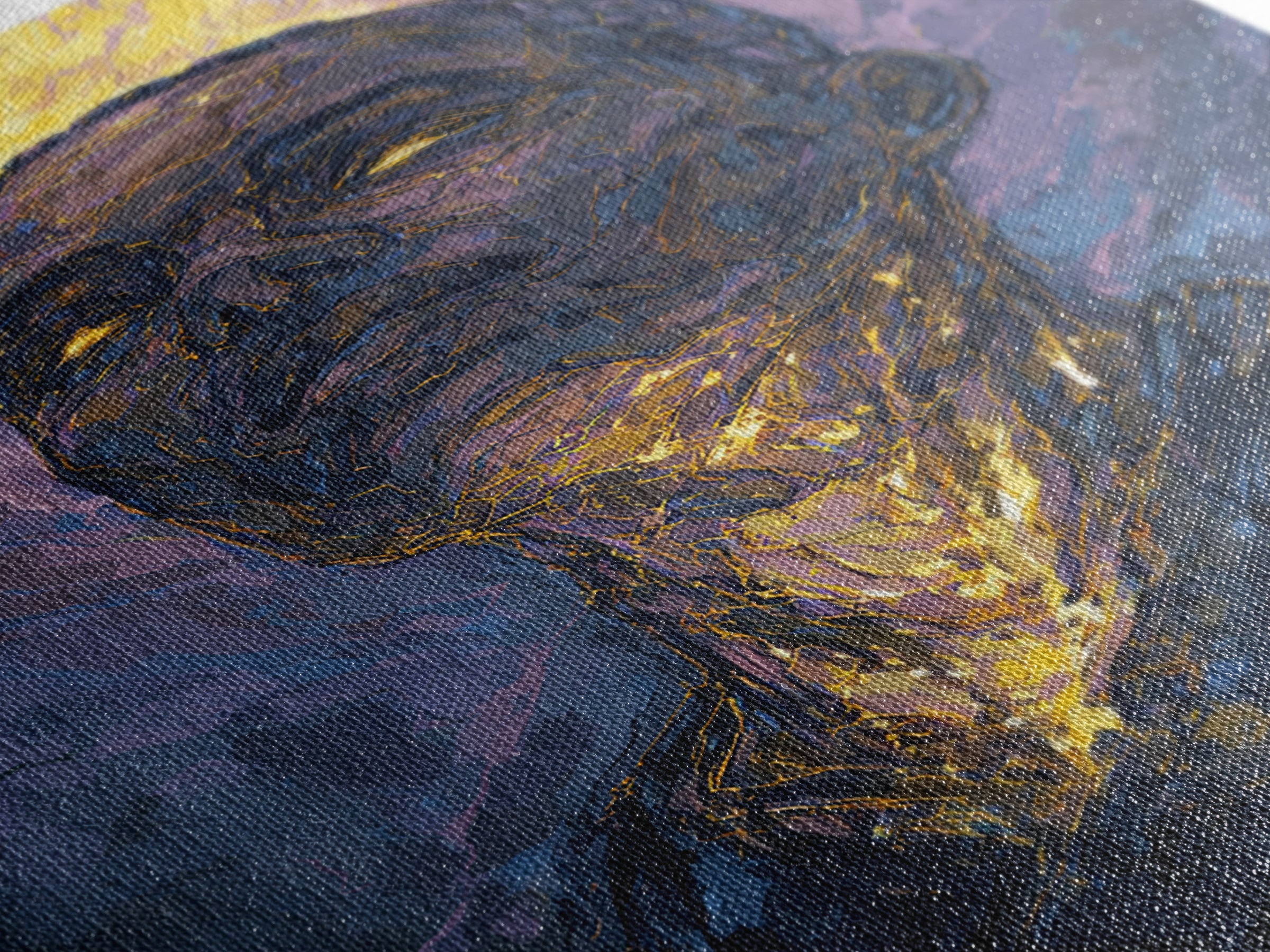 Radiant Black Man Portrait Wall Art, Gold Halo Abstract Painting, Modern African American Art, Spiritual Home Decor Gift