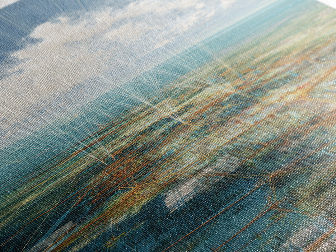 Dreamy Ocean Cloud Abstract Wall Art, Blue Coastal Landscape Print, Modern Nature Scene Decor, Serene Home Office Art Gift