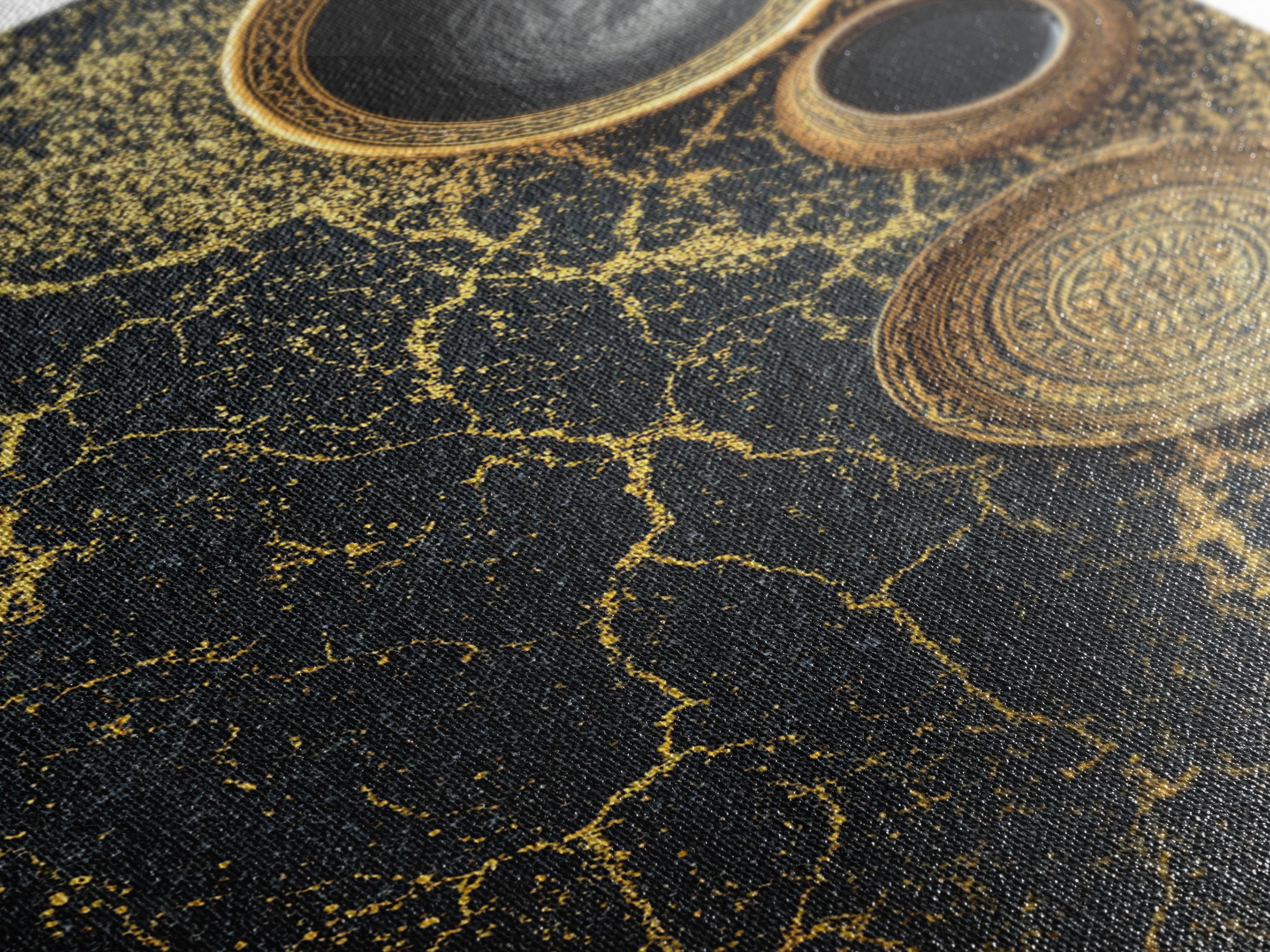 Black Gold Vessels Texture Wall Art, African Inspired Canvas Print, Abstract Ethnic Art, Luxury Kitchen Decor, Home Decor Gift