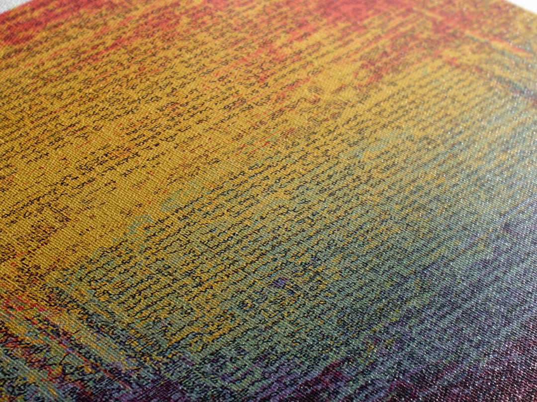 Colorful Gradient Ancient Manuscript Wall Art, Red Yellow Blue Abstract Script, Modern Canvas Print, Vibrant Home Decor Gift
