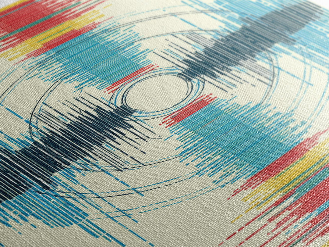 Vibrant Soundwave Circles In Red Blue Yellow Wall Art, Abstract Geometric Print, Modern Office Decor, Digital Art Africa