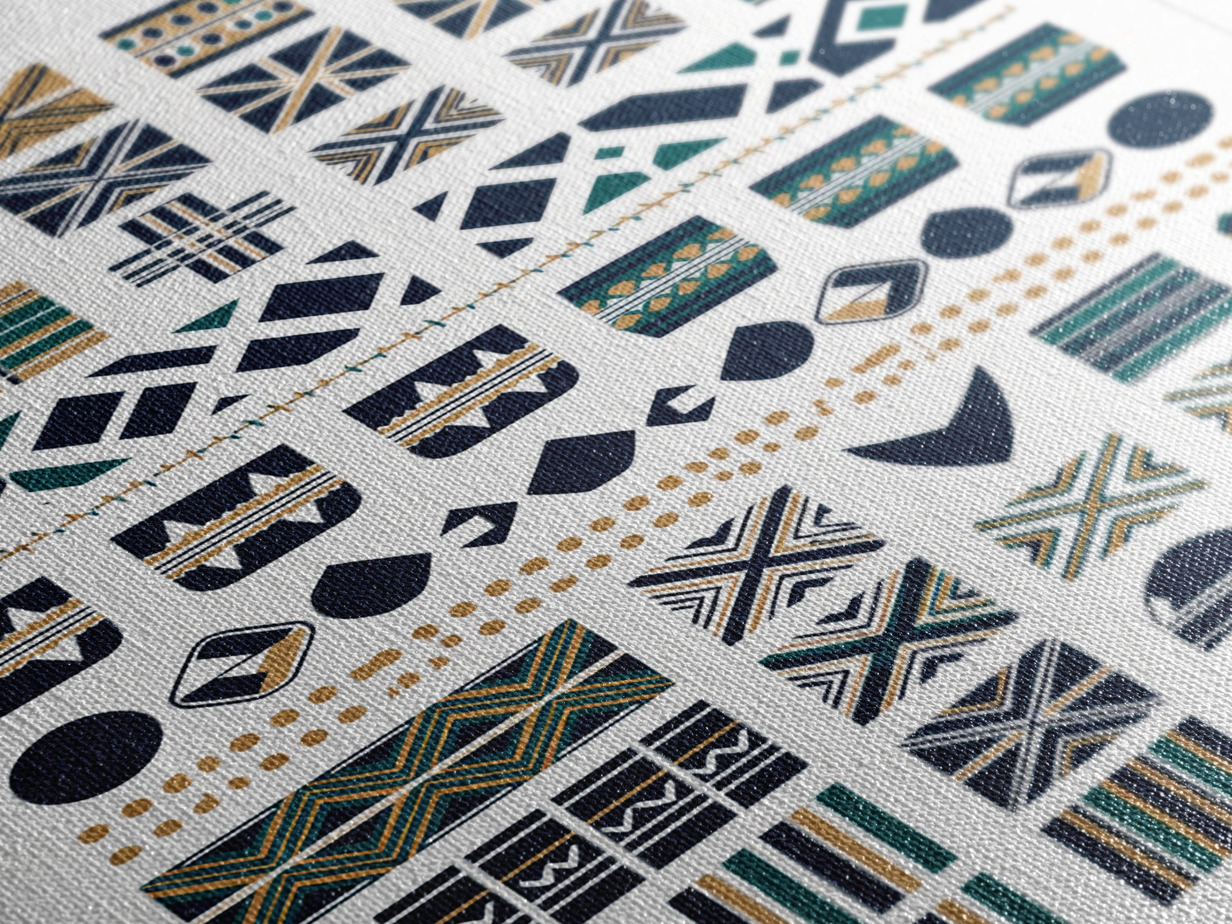 African Textile Pattern Grid In Blue Gold Wall Art, Ankara Wall Art, Ethnic Art Print, Cultural Home Decor, Motherland Style Gift