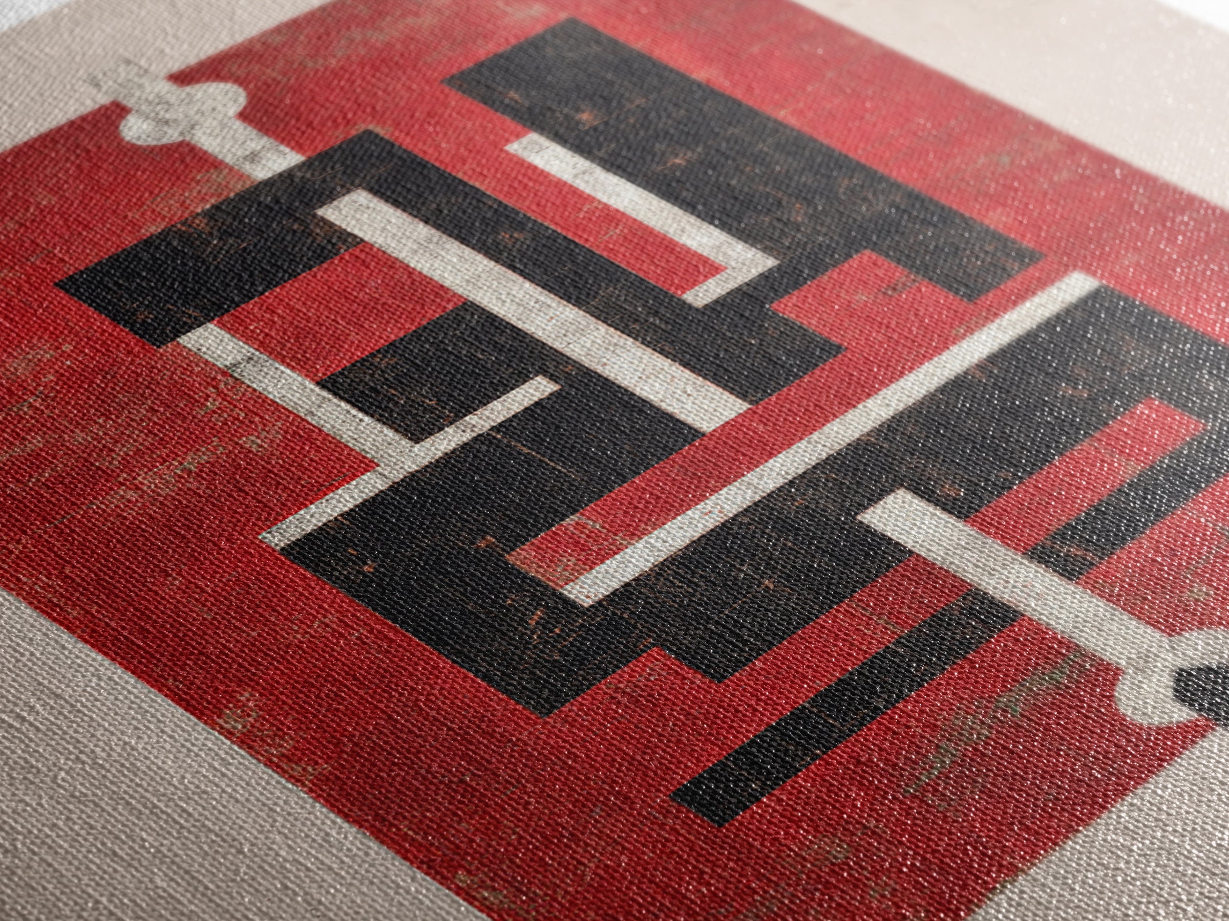 Red Black Geometric Totem Abstract Canvas Print, Modern Tribal Wall Art, Bold Cultural Home Decor For Statement Rooms Art