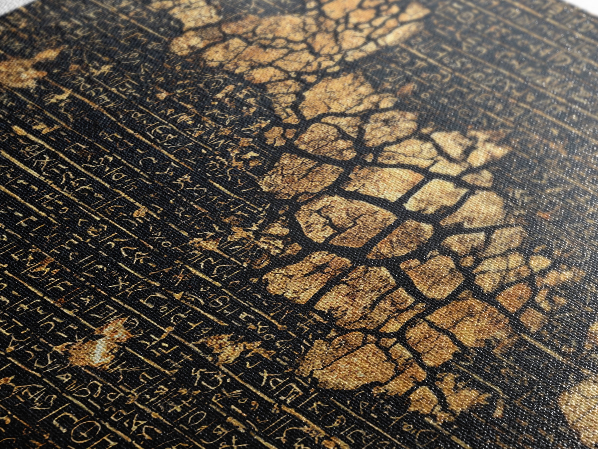 Ancient Gold Hieroglyph Map Wall Art, African Egyptian Art, Black And Gold Art, Cultural Wall Decor, Luxury Canvas Print