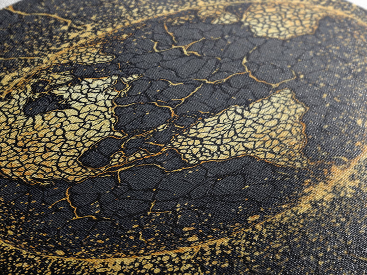 Black And Gold Cracked Africa Globe Canvas Print, African Wall Art, Afrocentric Decor, Modern Abstract Ethnic Home Decor Gift